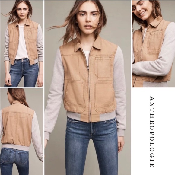 Anthropologie Hei Hei Excursion Bomber Jacket: Tan - Picture 9 of 13